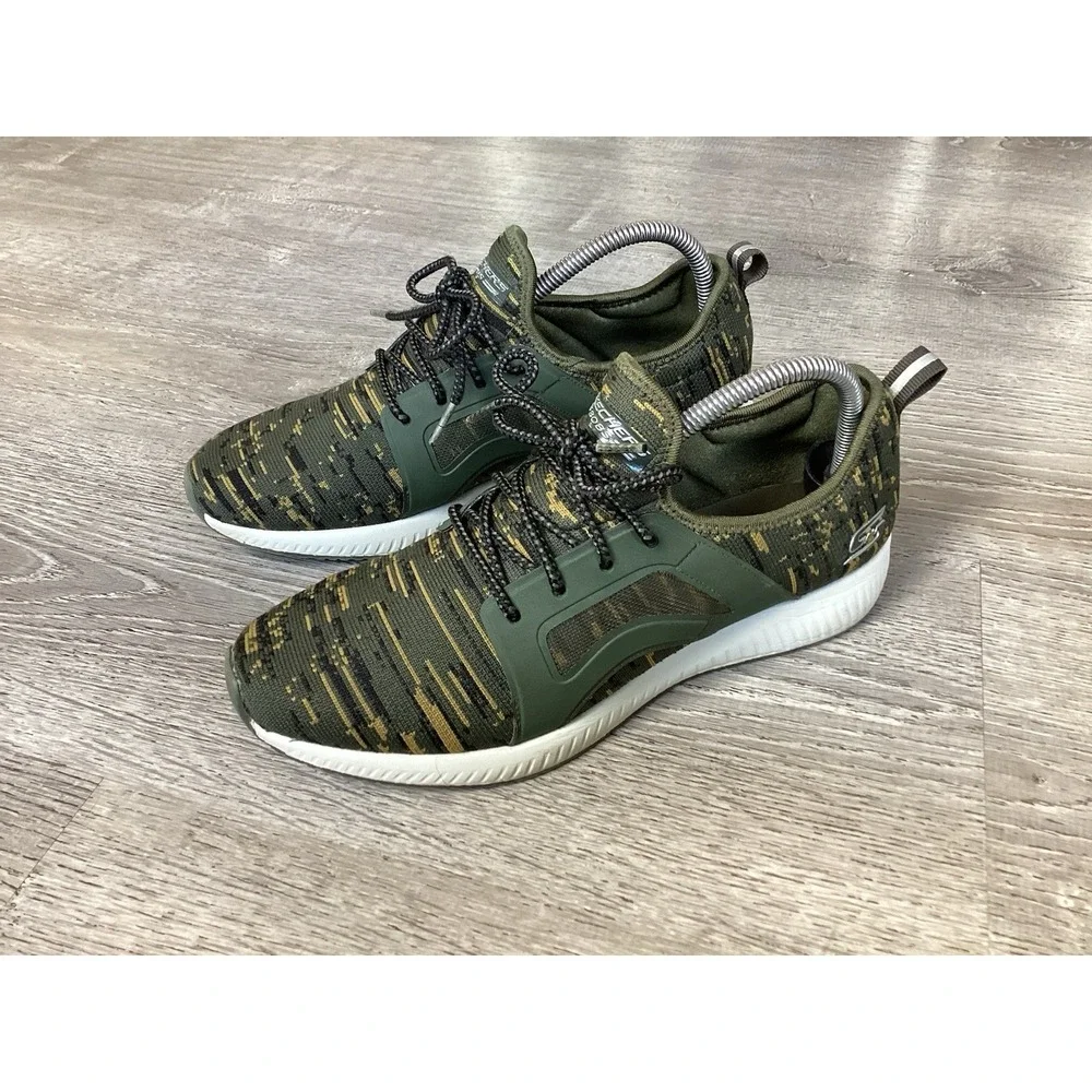 BOBS by Skechers Shoes Sneakers Womens Size 9.5 Green Lace Up Memory Foam 31363